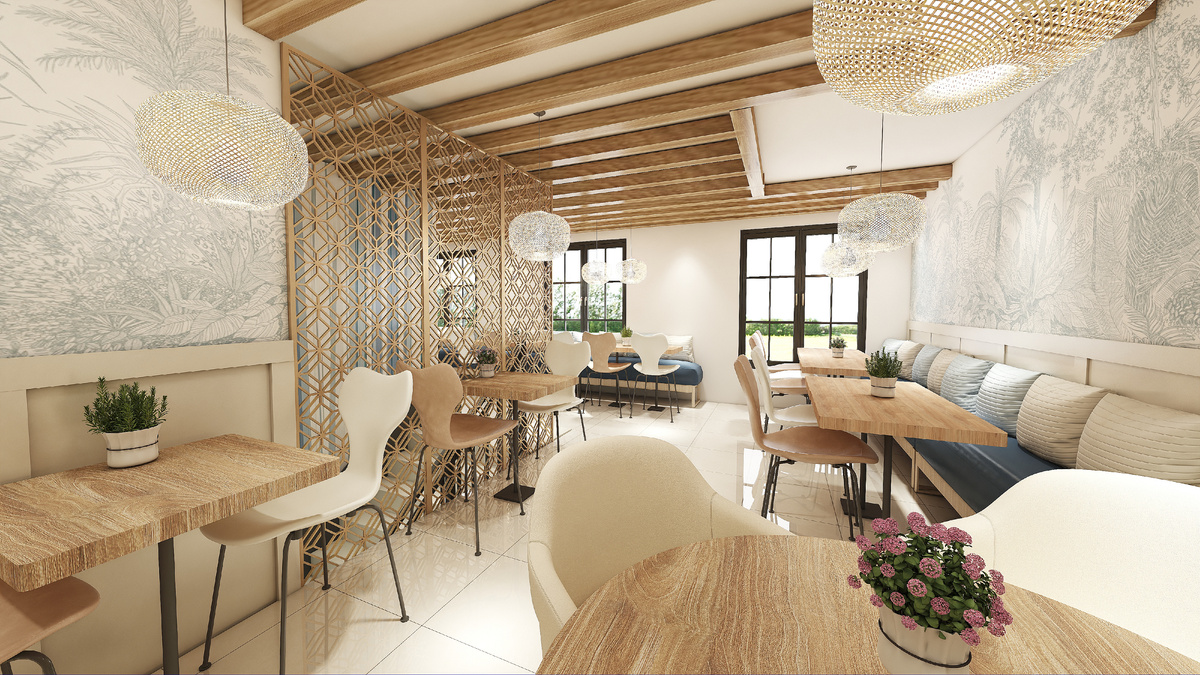 Réagencement du restaurant avec une transformation totale de la décoration, du mobilier et des matériaux. Un lieu plus convivial, chaleureux et design.